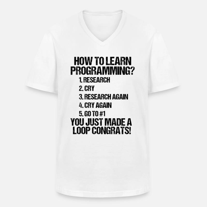 Wie wird man Programmierer? - Männer-T-Shirt mit V-Ausschnitt - Weiß