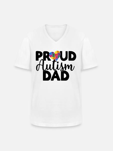 Proud Autism Dad - Men's V-Neck T-Shirt - white
