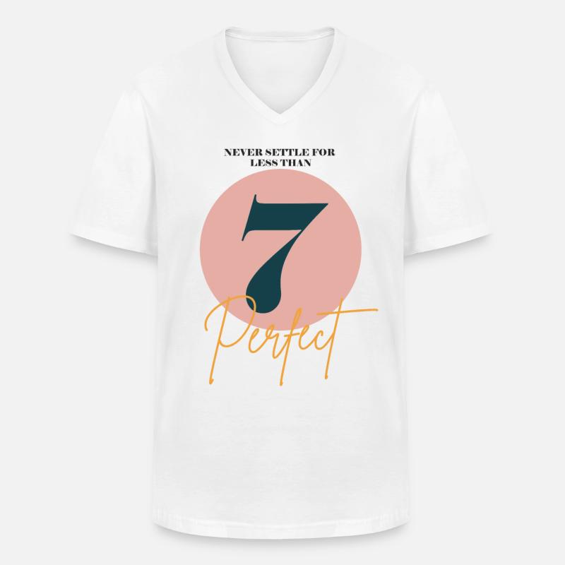 Sieben perfekt - Männer-T-Shirt mit V-Ausschnitt - Weiß