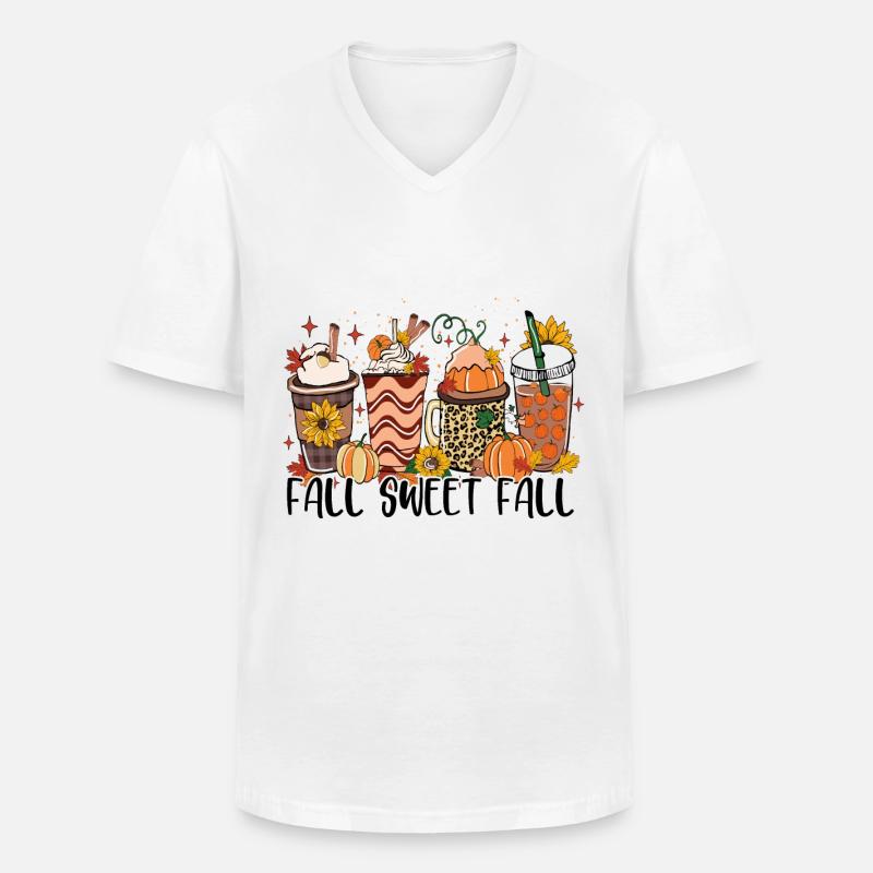 Herbst Süßer Herbst - Männer-T-Shirt mit V-Ausschnitt - Weiß