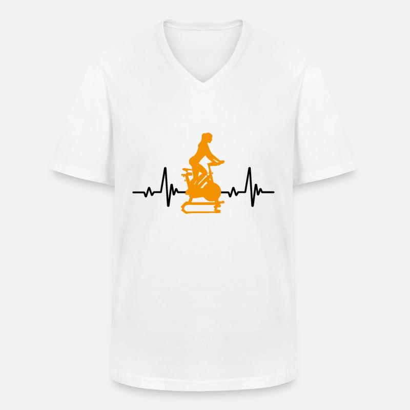 Herzfrequenz Indoor Cycling - Männer-T-Shirt mit V-Ausschnitt - Weiß