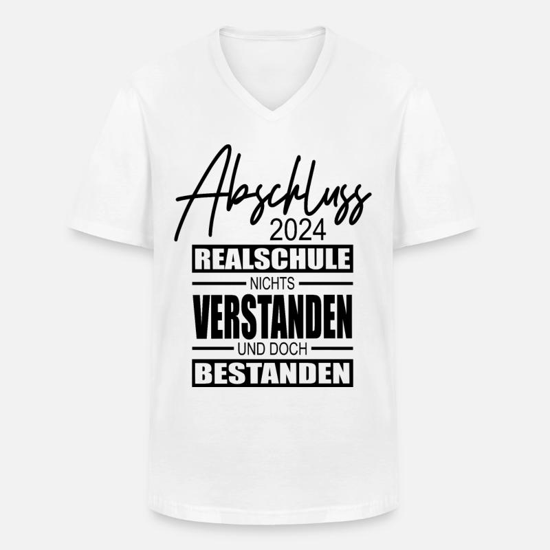 Abschluss 2024 Realschule - Männer-T-Shirt mit V-Ausschnitt - Weiß