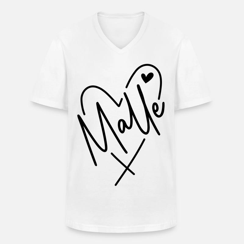 Malle Herz - Männer-T-Shirt mit V-Ausschnitt - Weiß