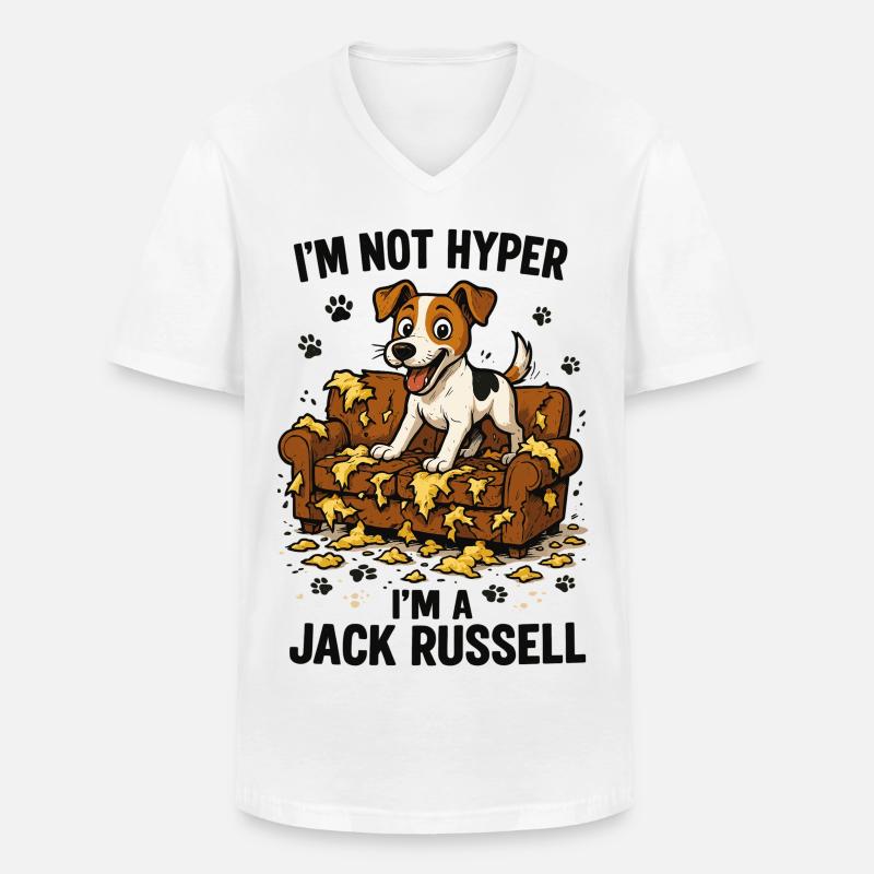 Jack Russell Terrier witzig hyperaktiv Geschenk - Männer-T-Shirt mit V-Ausschnitt - Weiß