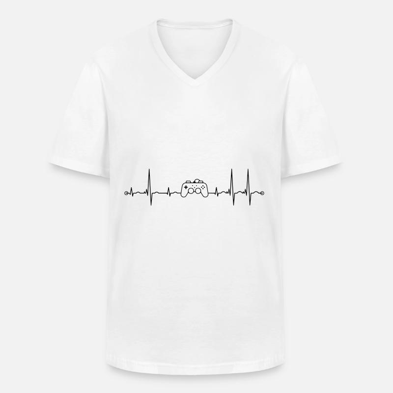 ecg controller pulse - Men's V-Neck T-Shirt - white
