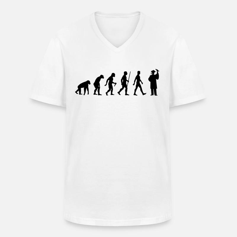 Student Evolution Étudiants Diplômés - T-shirt col V Homme - blanc