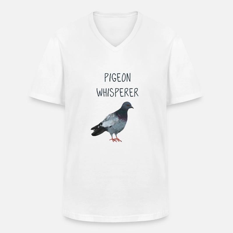 Tauben Flüsterer - Männer-T-Shirt mit V-Ausschnitt - Weiß
