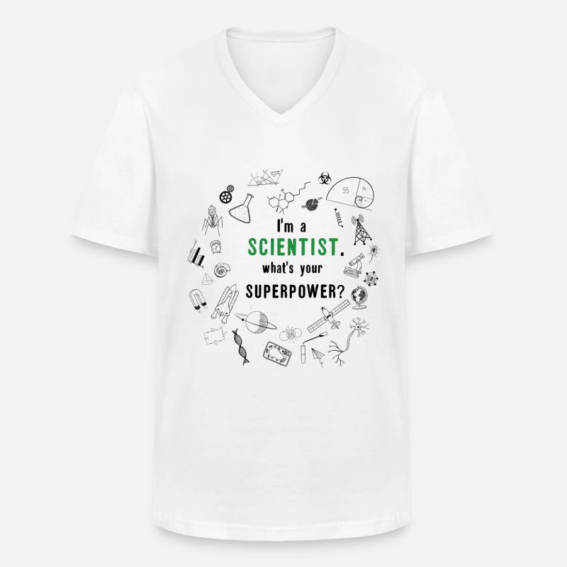 Wissenschaft / Scientist Superpower - Männer-T-Shirt mit V-Ausschnitt - Weiß