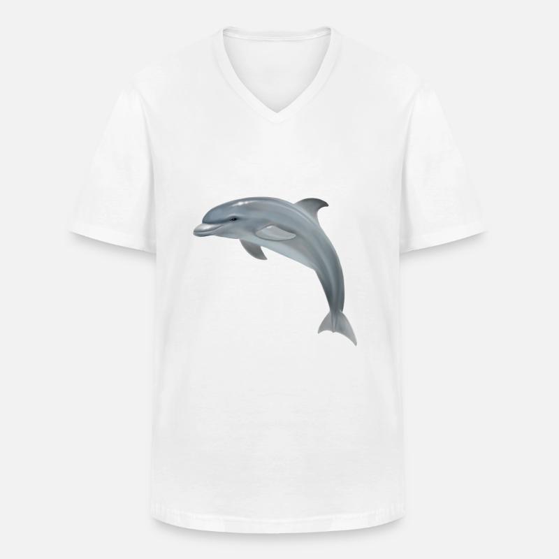 Süßer Delfin - Männer-T-Shirt mit V-Ausschnitt - Weiß