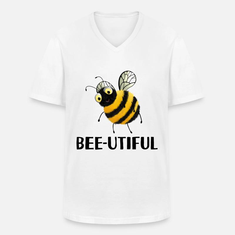 Bienen - beeutiful - Männer-T-Shirt mit V-Ausschnitt - Weiß
