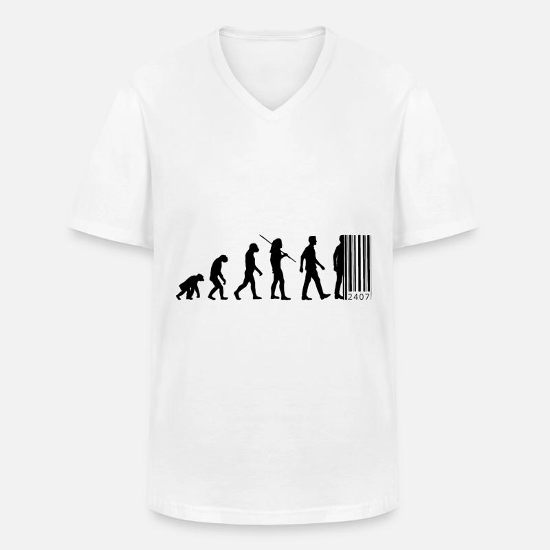 Evolution - barcode - Men's V-Neck T-Shirt - white