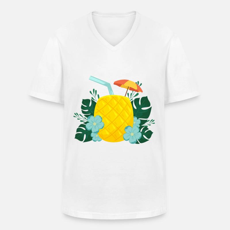 Pineapple Drink / Sommer / Sonne - Männer-T-Shirt mit V-Ausschnitt - Weiß