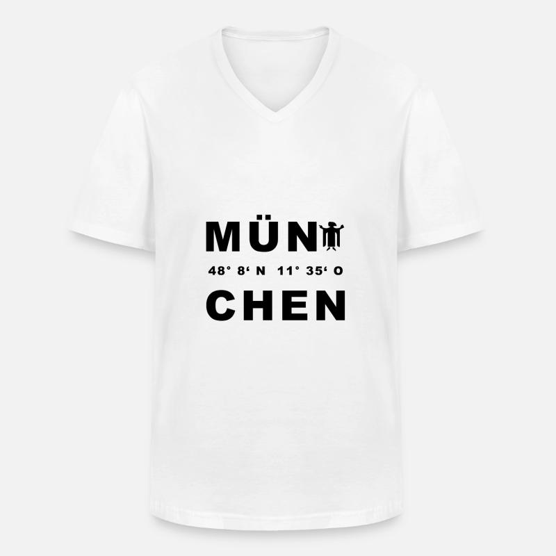München - Männer-T-Shirt mit V-Ausschnitt - Weiß