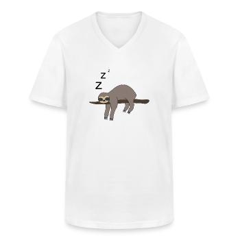 Faultier Schlafen - Männer-T-Shirt mit V-Ausschnitt - Weiß - Vorne - AI Model Male 185 light (185cm)