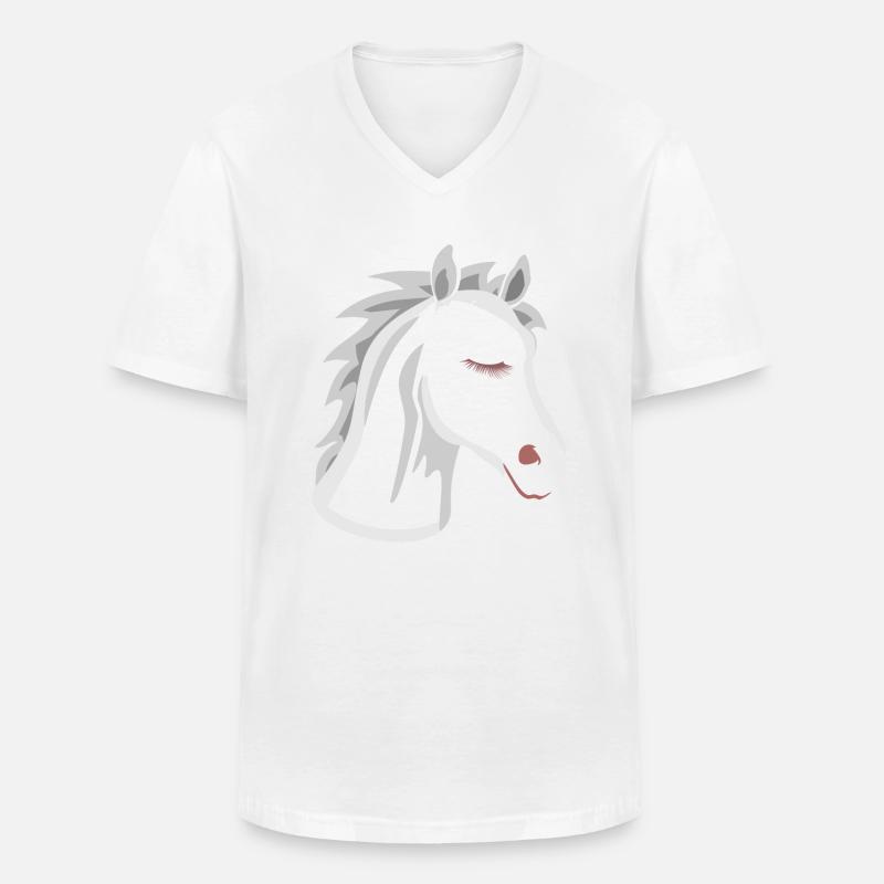 Pferdekopf - Männer-T-Shirt mit V-Ausschnitt - Weiß