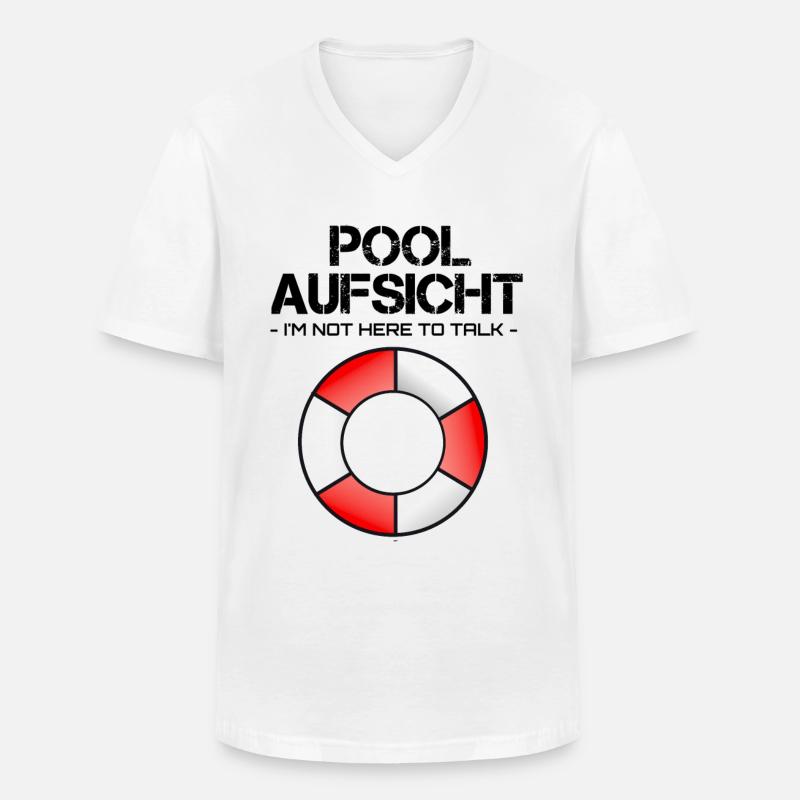 Pool Aufsicht mit Rettungsring - Männer-T-Shirt mit V-Ausschnitt - Weiß