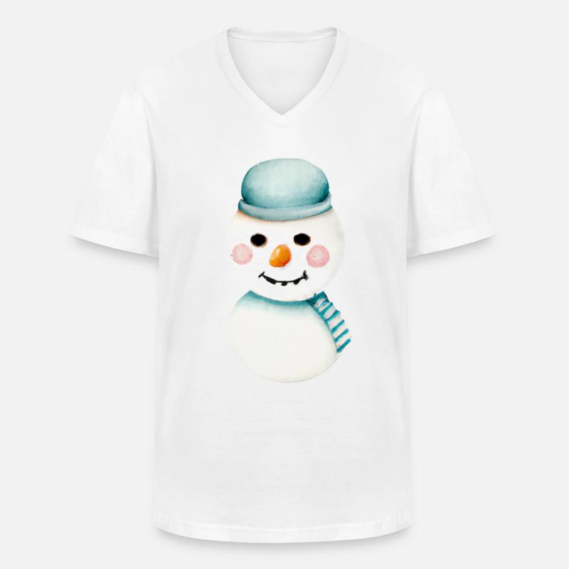 Retro Schneemann Kopf - Männer-T-Shirt mit V-Ausschnitt - Weiß