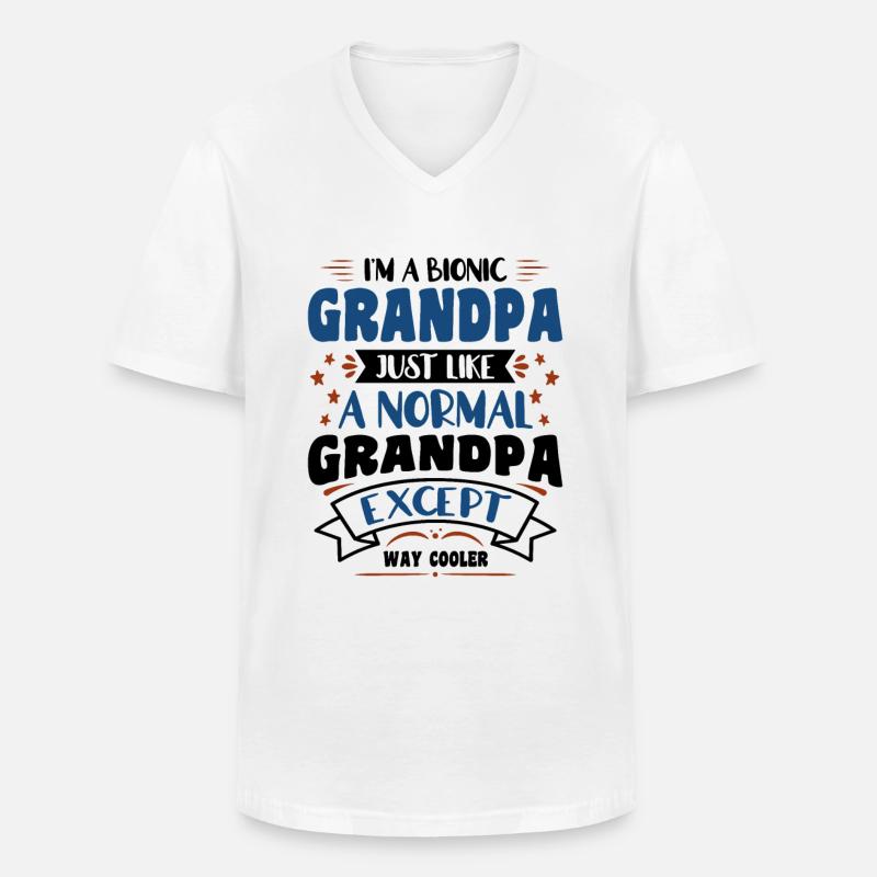 I'm a Bionic Grandpa - Männer-T-Shirt mit V-Ausschnitt - Weiß
