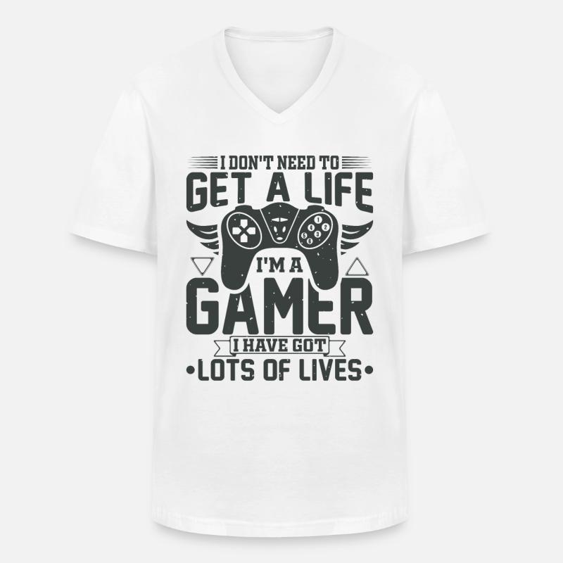 Gamer gaming zocken Computerspiel Controller - Männer-T-Shirt mit V-Ausschnitt - Weiß