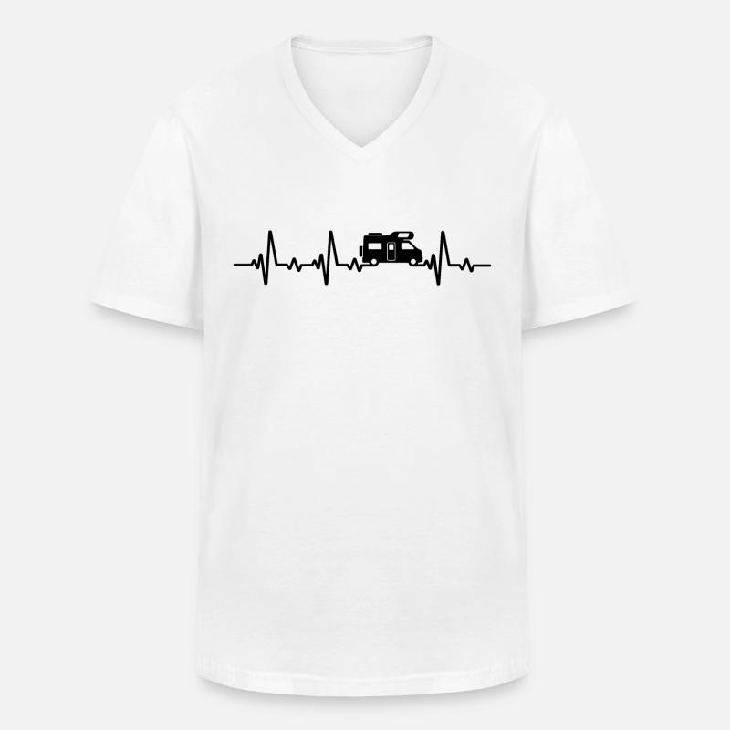 Camping Herzschlag Wohnmobil Campingplatz Camper - Männer-T-Shirt mit V-Ausschnitt - Weiß