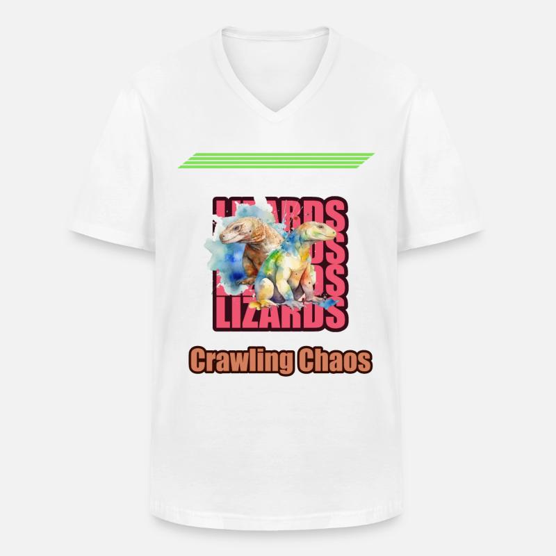 Echsen Reptilien Aquarell Geschenk - Männer-T-Shirt mit V-Ausschnitt - Weiß