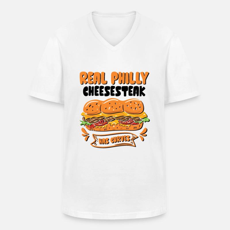 Philly Breakfast Sandwich - Männer-T-Shirt mit V-Ausschnitt - Weiß
