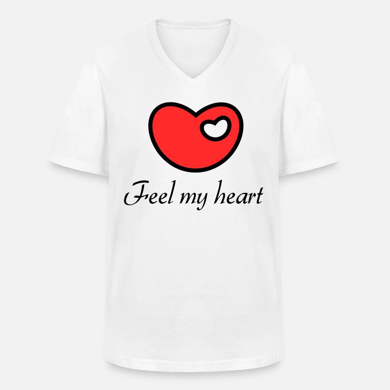 Feel my heart - Männer-T-Shirt mit V-Ausschnitt - Weiß