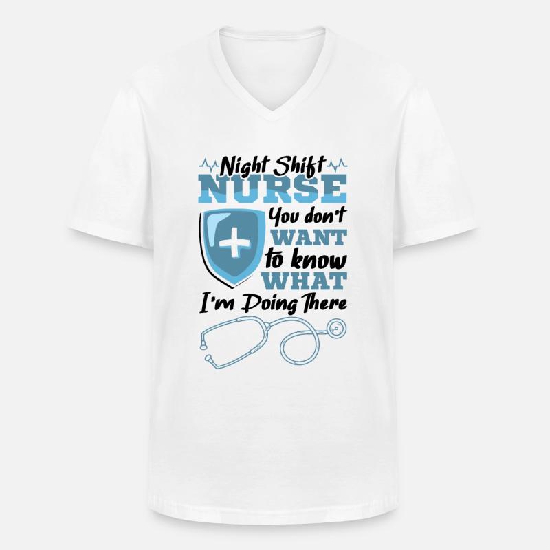 Night Shift Nurse - Männer-T-Shirt mit V-Ausschnitt - Weiß