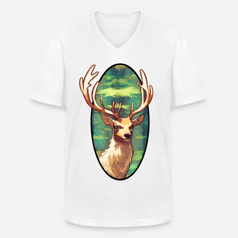 Junger Hirsch - Männer-T-Shirt mit V-Ausschnitt - Weiß