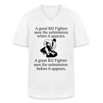 BJJ Quote - Men's V-Neck T-Shirt - white - Front - AI Model Male 185 light (185cm)