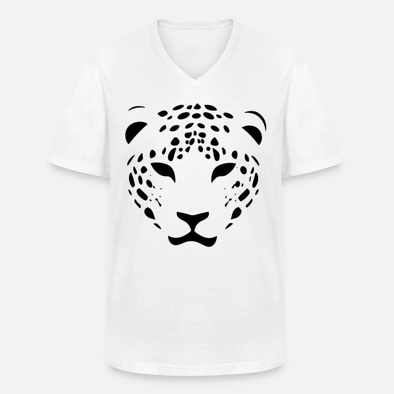 Leopard - Männer-T-Shirt mit V-Ausschnitt - Weiß