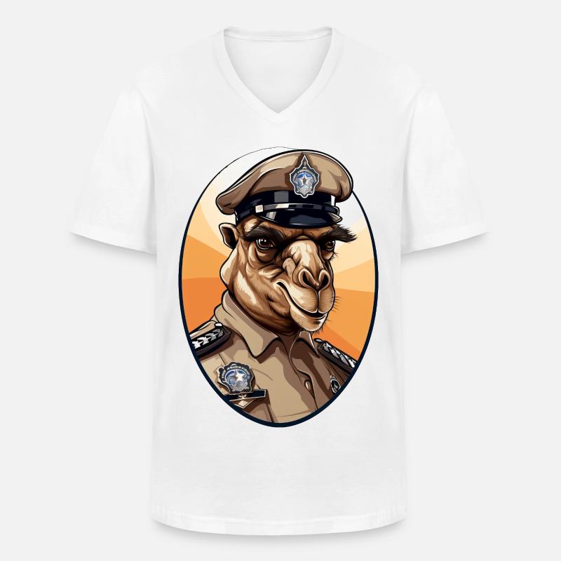Kamel Polizei - Männer-T-Shirt mit V-Ausschnitt - Weiß