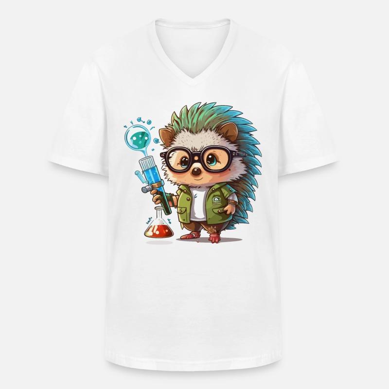 Igel-Labor - Männer-T-Shirt mit V-Ausschnitt - Weiß