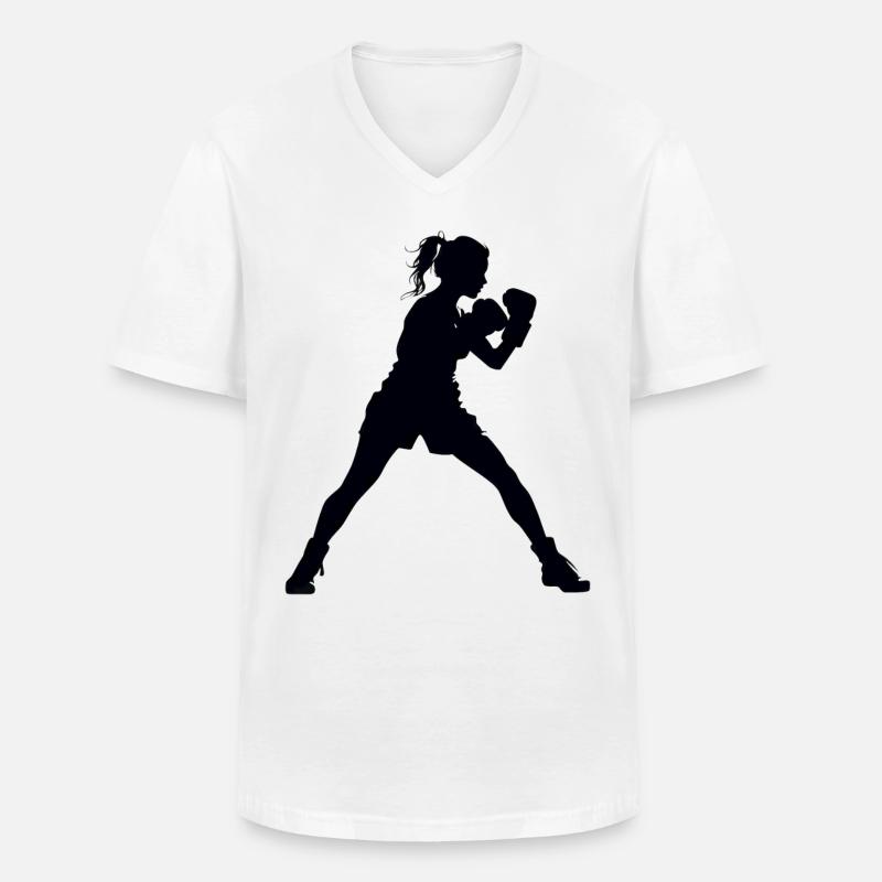Frau Mädchen Boxen - Männer-T-Shirt mit V-Ausschnitt - Weiß