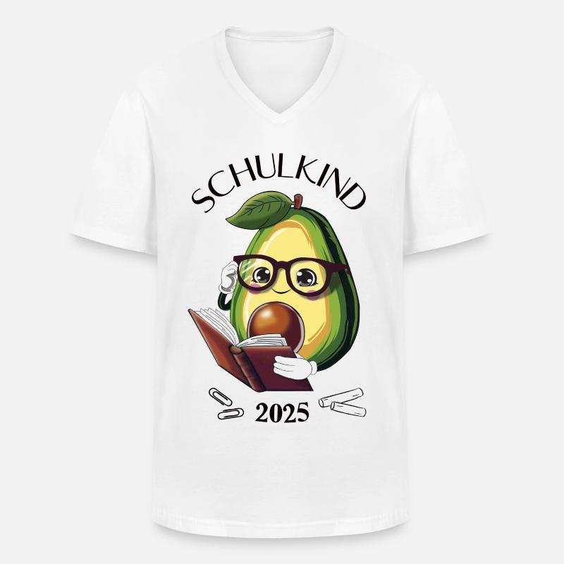 Schulkind 2025 – Avocado Einschulung - Männer-T-Shirt mit V-Ausschnitt - Weiß