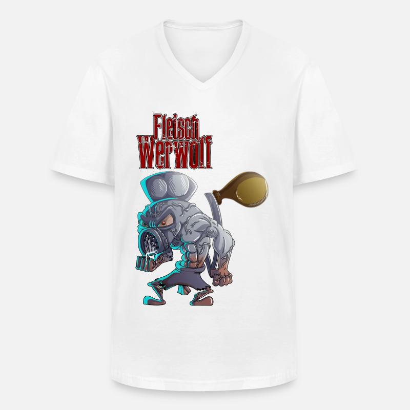 Fleischwerwolf - Männer-T-Shirt mit V-Ausschnitt - Weiß
