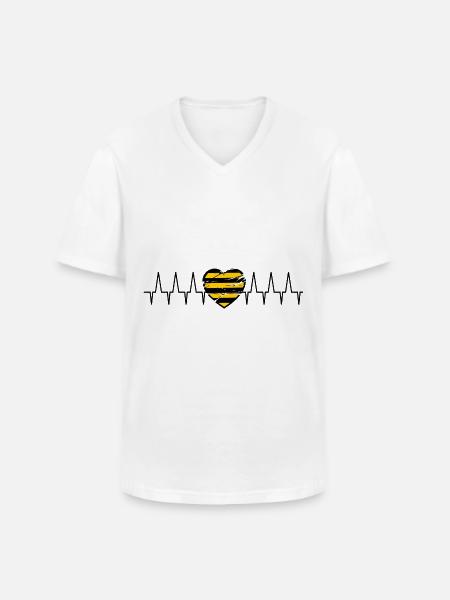 Heartline Saxe - T-shirt col V Homme - blanc