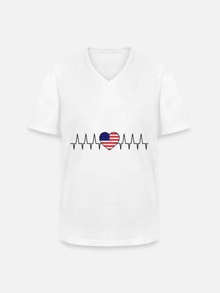 Herzfrequenz Amerika - Männer-T-Shirt mit V-Ausschnitt - Weiß