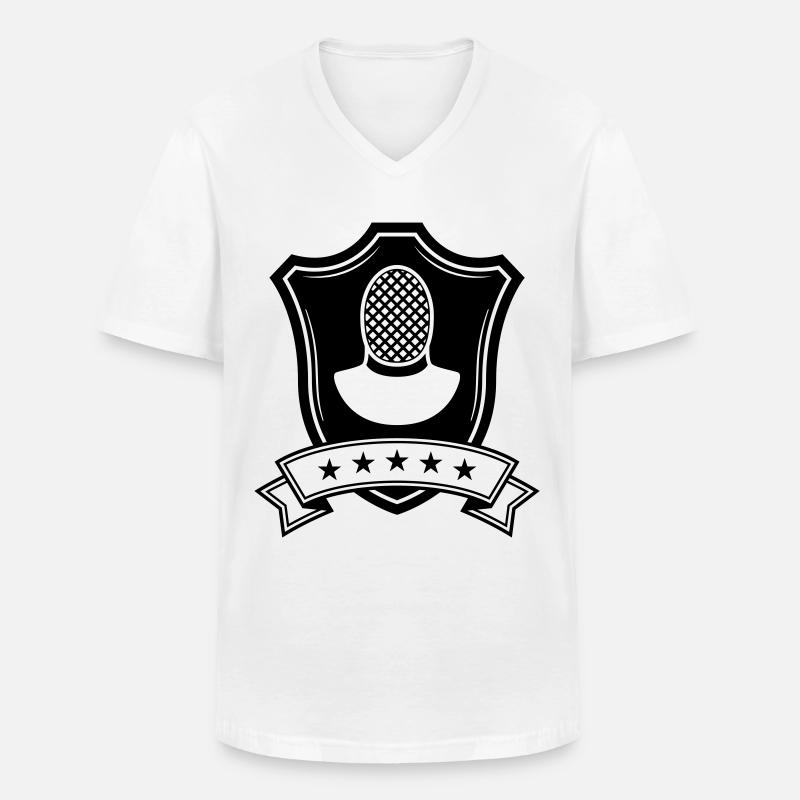 Fechten Maske Wappen - Männer-T-Shirt mit V-Ausschnitt - Weiß