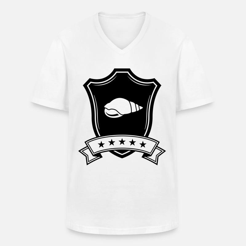 Muschel Wappen - Männer-T-Shirt mit V-Ausschnitt - Weiß