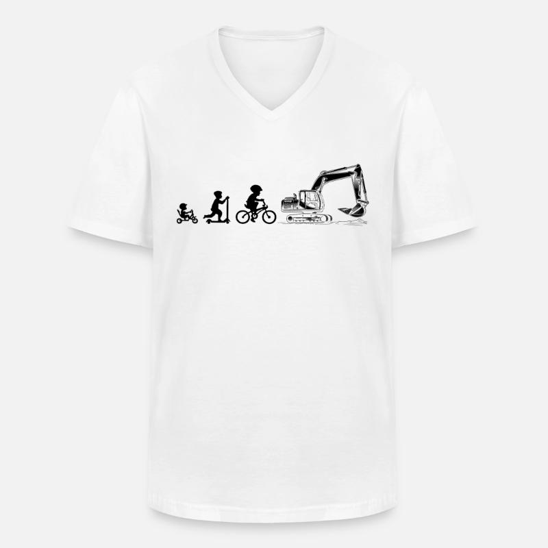 Evolution Liebhaber von Baggern - Männer-T-Shirt mit V-Ausschnitt - Weiß