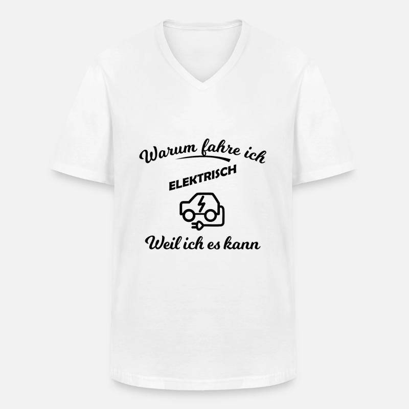Elektrische Autos - Männer-T-Shirt mit V-Ausschnitt - Weiß