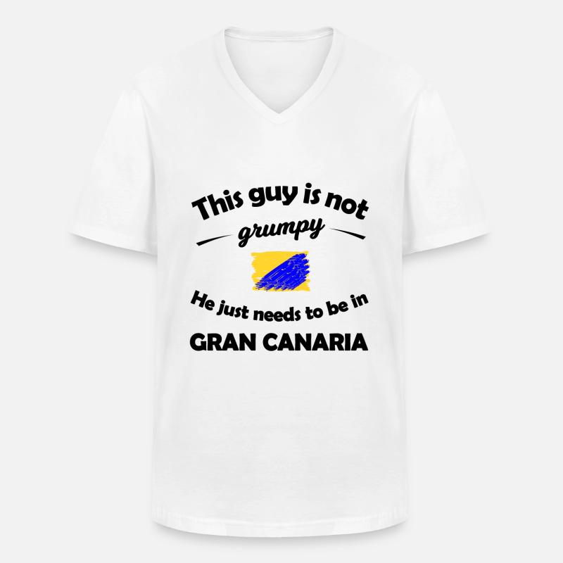 Gran Canaria Urlaub - Männer-T-Shirt mit V-Ausschnitt - Weiß