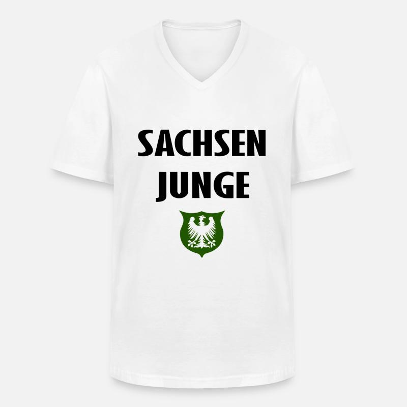 Der Sachsenjunge - Männer-T-Shirt mit V-Ausschnitt - Weiß