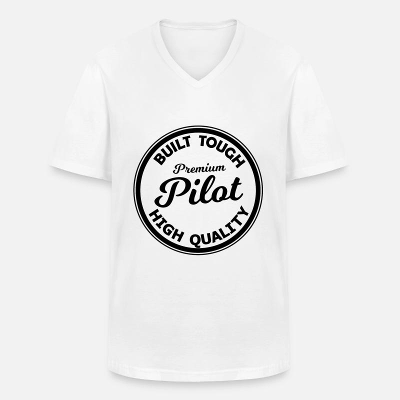 Der Premium Pilot - Männer-T-Shirt mit V-Ausschnitt - Weiß