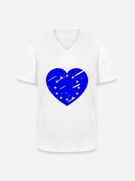 Europa Herz - Männer-T-Shirt mit V-Ausschnitt - Weiß