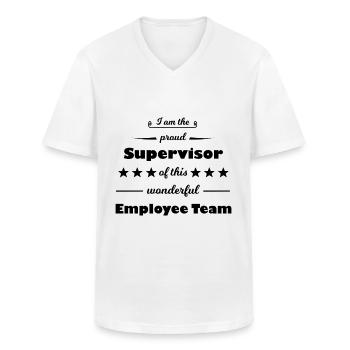 Gérant - T-shirt col V Homme - blanc - Devant - AI Model Male 185 light (185cm)
