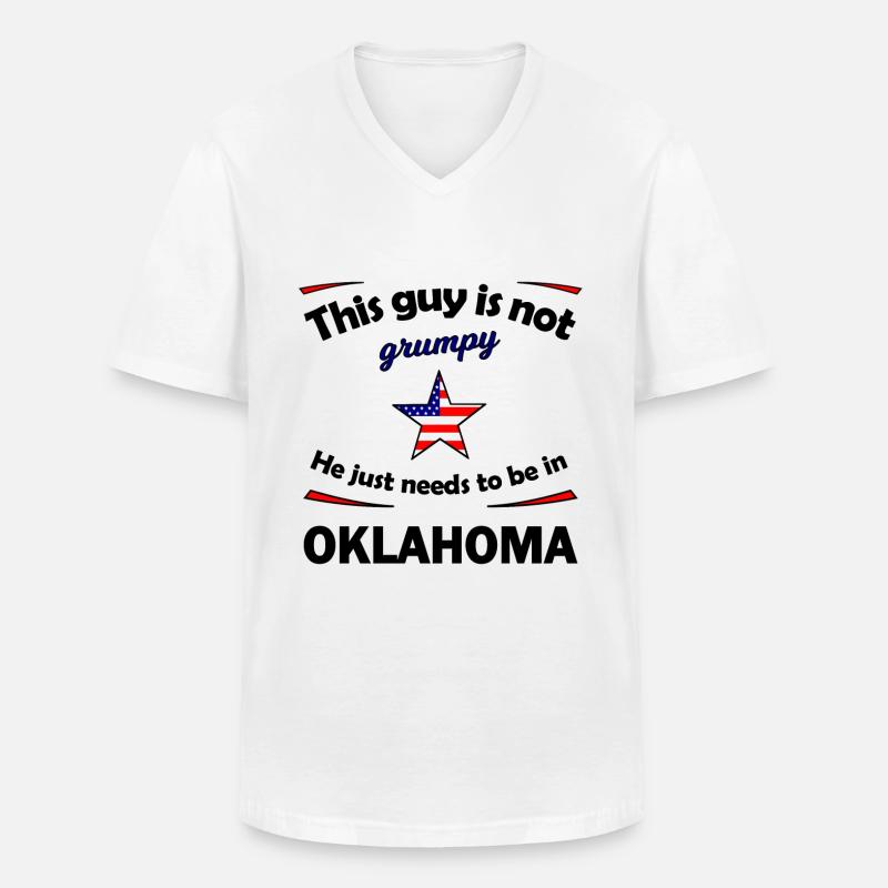 Oklahoma - Maglietta da uomo classica con scollo a V - bianco