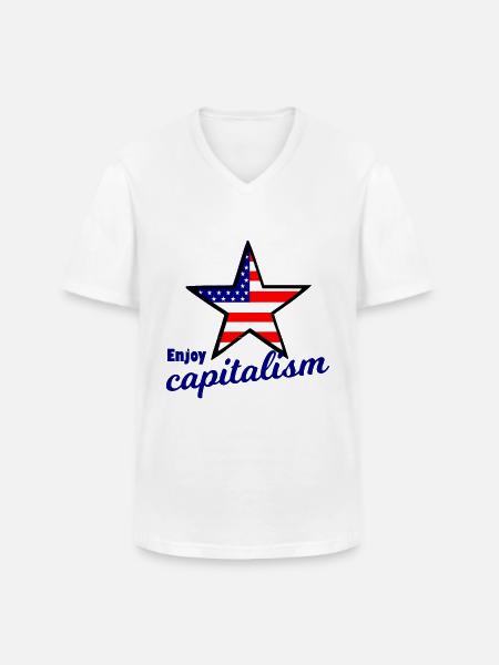 America and Capitalism - Men's V-Neck T-Shirt - white