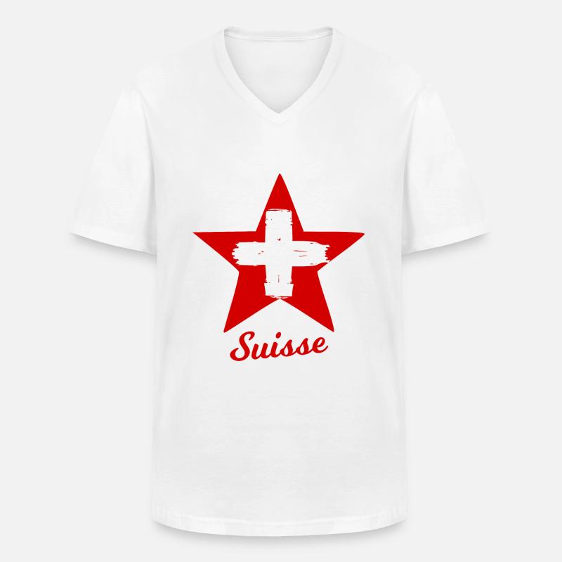 Die Schweizer Sterne - Männer-T-Shirt mit V-Ausschnitt - Weiß